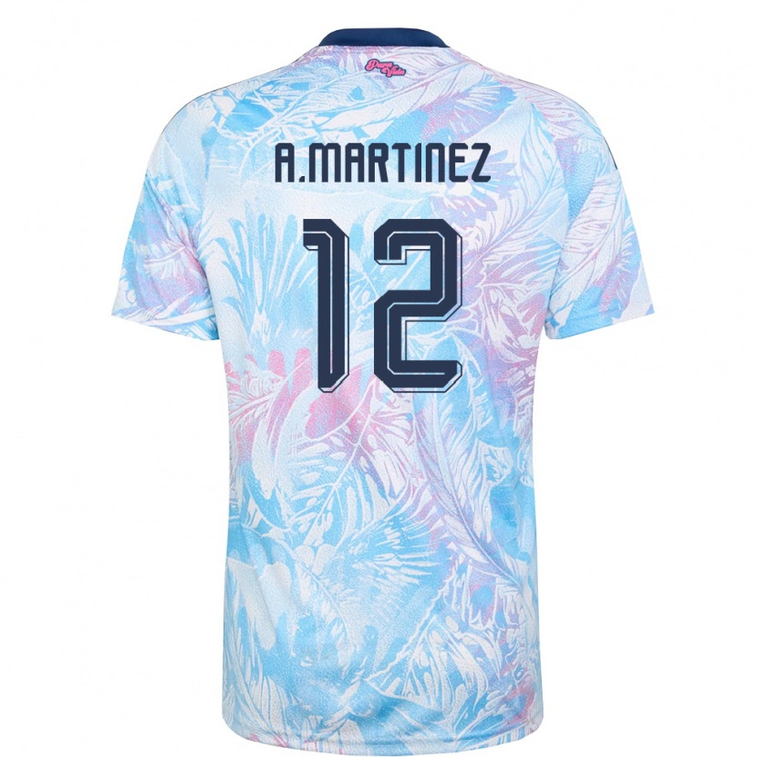 Danxen Hombre Camiseta Costa Rica Alonso Martínez #12 Azul Cielo Marino Rosa 2ª Equipación 26-28 La Camisa México