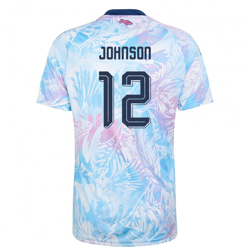 Danxen Hombre Camiseta Costa Rica Shawn Johnson #12 Azul Cielo Marino Rosa 2ª Equipación 26-28 La Camisa México