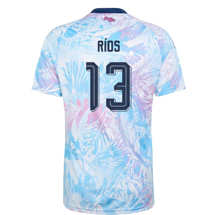 Danxen Hombre Camiseta Costa Rica Keral Rios #13 Azul Cielo Marino Rosa 2ª Equipación 26-28 La Camisa México