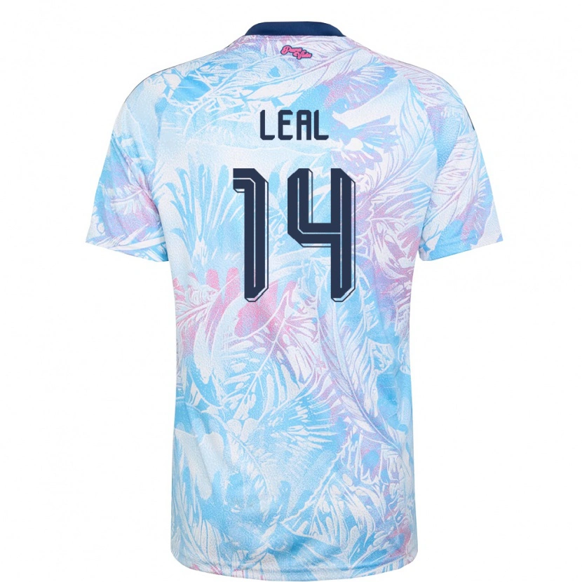 Danxen Hombre Camiseta Costa Rica Óscar Leal #14 Azul Cielo Marino Rosa 2ª Equipación 26-28 La Camisa México