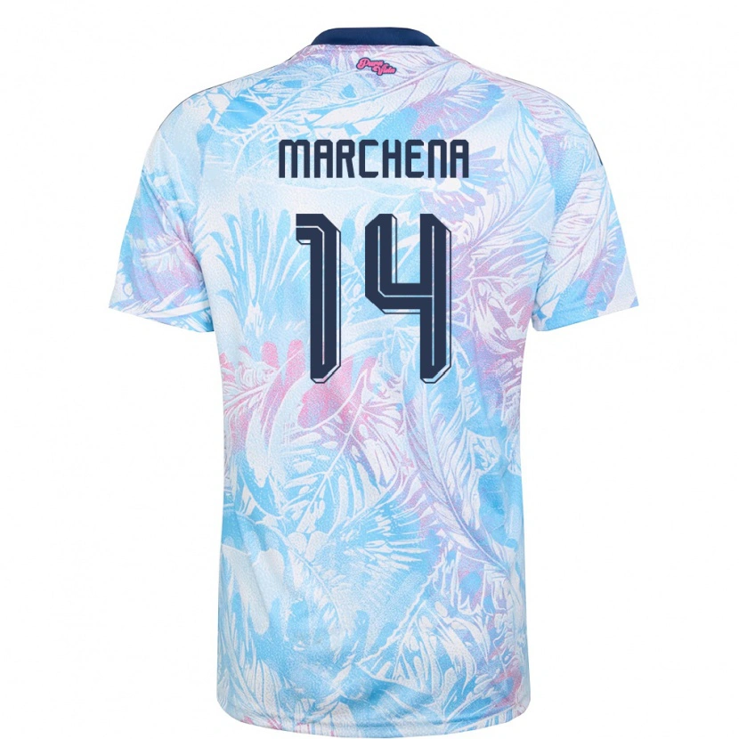 Danxen Hombre Camiseta Costa Rica William Marchena #14 Azul Cielo Marino Rosa 2ª Equipación 26-28 La Camisa México