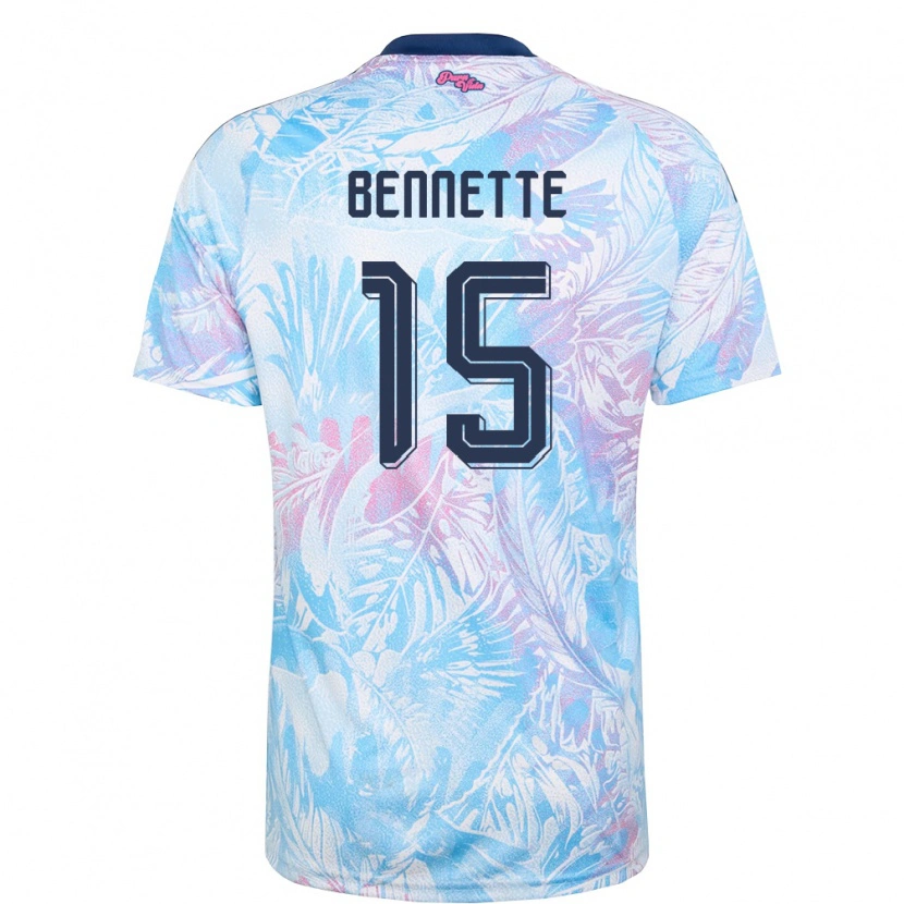 Danxen Hombre Camiseta Costa Rica Nick Bennette #15 Azul Cielo Marino Rosa 2ª Equipación 26-28 La Camisa México