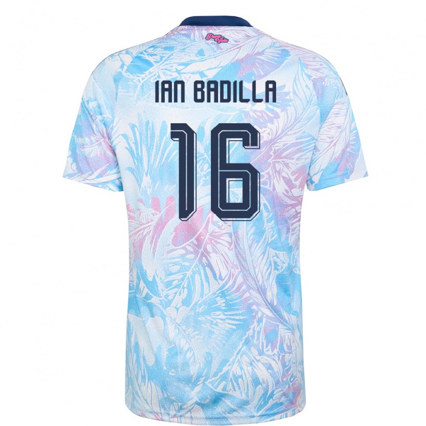 Danxen Hombre Camiseta Costa Rica Ian Badilla #16 Azul Cielo Marino Rosa 2ª Equipación 26-28 La Camisa México