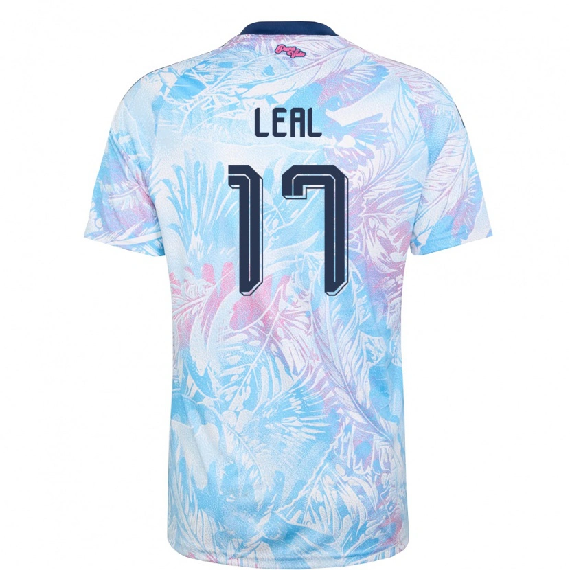 Danxen Hombre Camiseta Costa Rica Yamil Leal #17 Azul Cielo Marino Rosa 2ª Equipación 26-28 La Camisa México