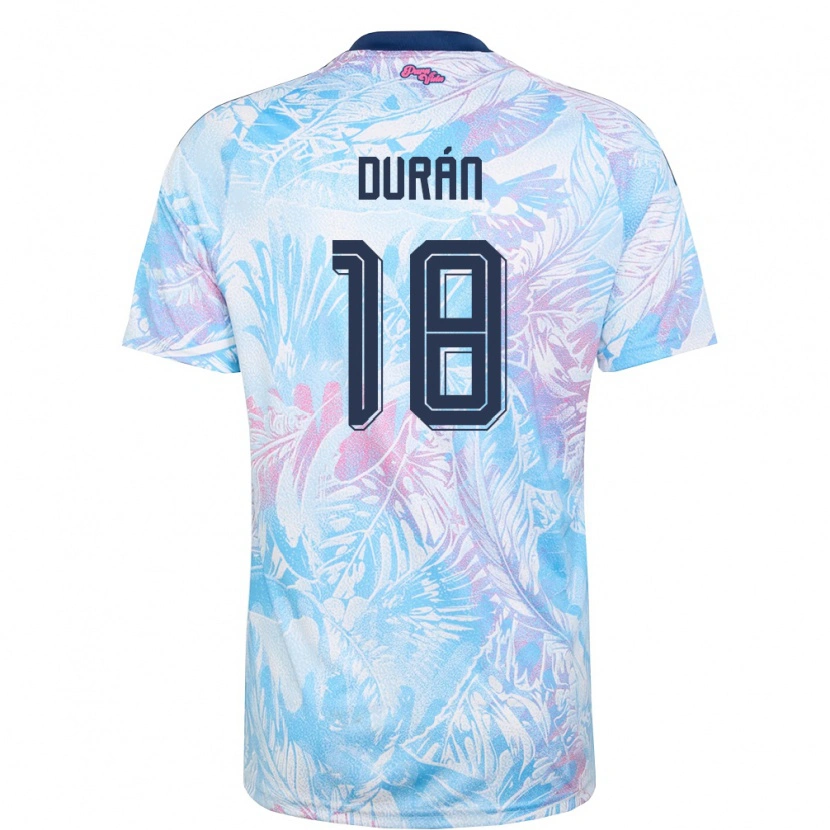 Danxen Hombre Camiseta Costa Rica Saúl Durán #18 Azul Cielo Marino Rosa 2ª Equipación 26-28 La Camisa México