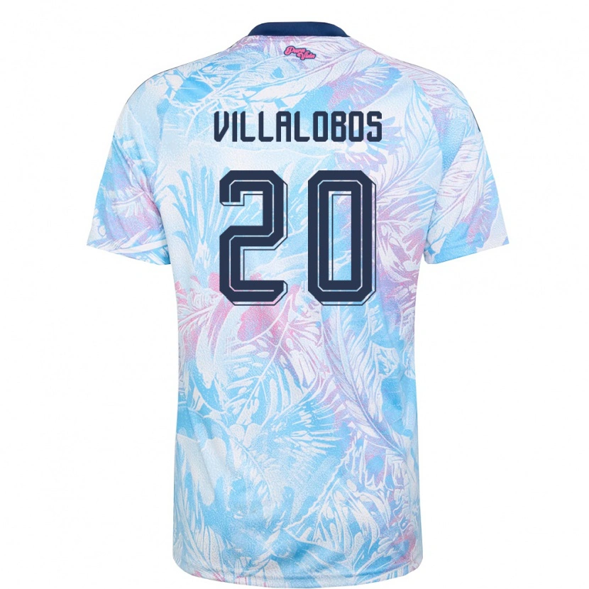 Danxen Hombre Camiseta Costa Rica Fabiola Villalobos #20 Azul Cielo Marino Rosa 2ª Equipación 26-28 La Camisa México
