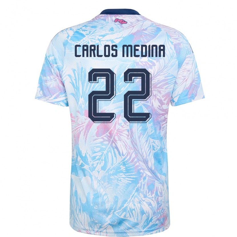 Danxen Hombre Camiseta Costa Rica Luis Carlos Medina #22 Azul Cielo Marino Rosa 2ª Equipación 26-28 La Camisa México