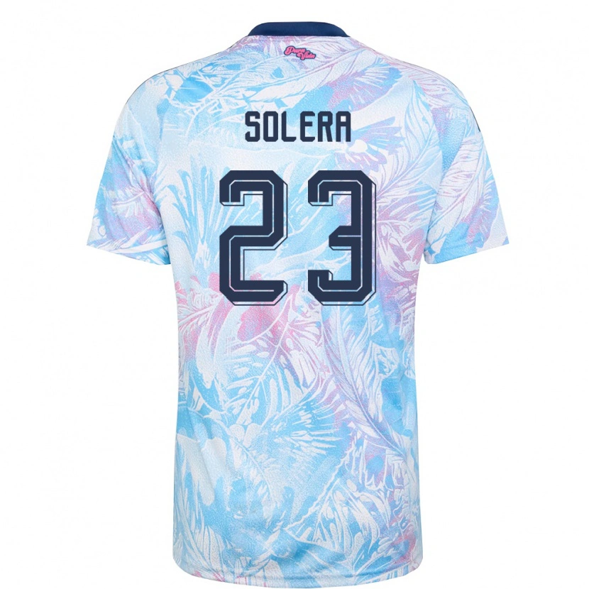 Danxen Hombre Camiseta Costa Rica Daniela Solera #23 Azul Cielo Marino Rosa 2ª Equipación 26-28 La Camisa México