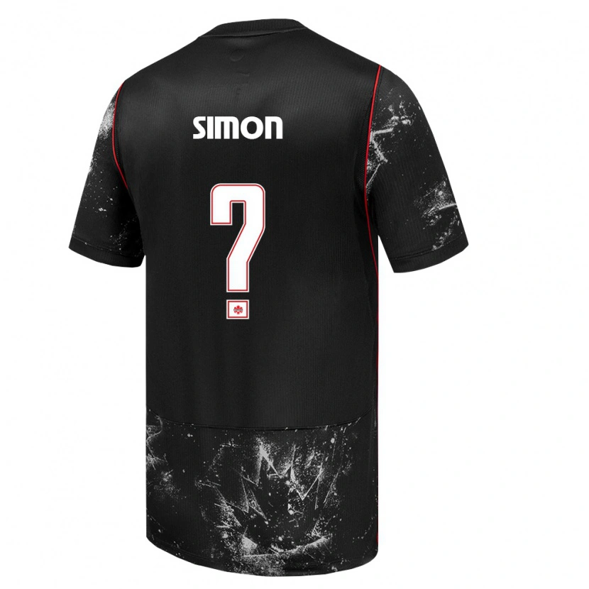 Danxen Hombre Camiseta Canadá Devonte Simon #0 Negro Blanco Rojo 2ª Equipación 26-28 La Camisa México