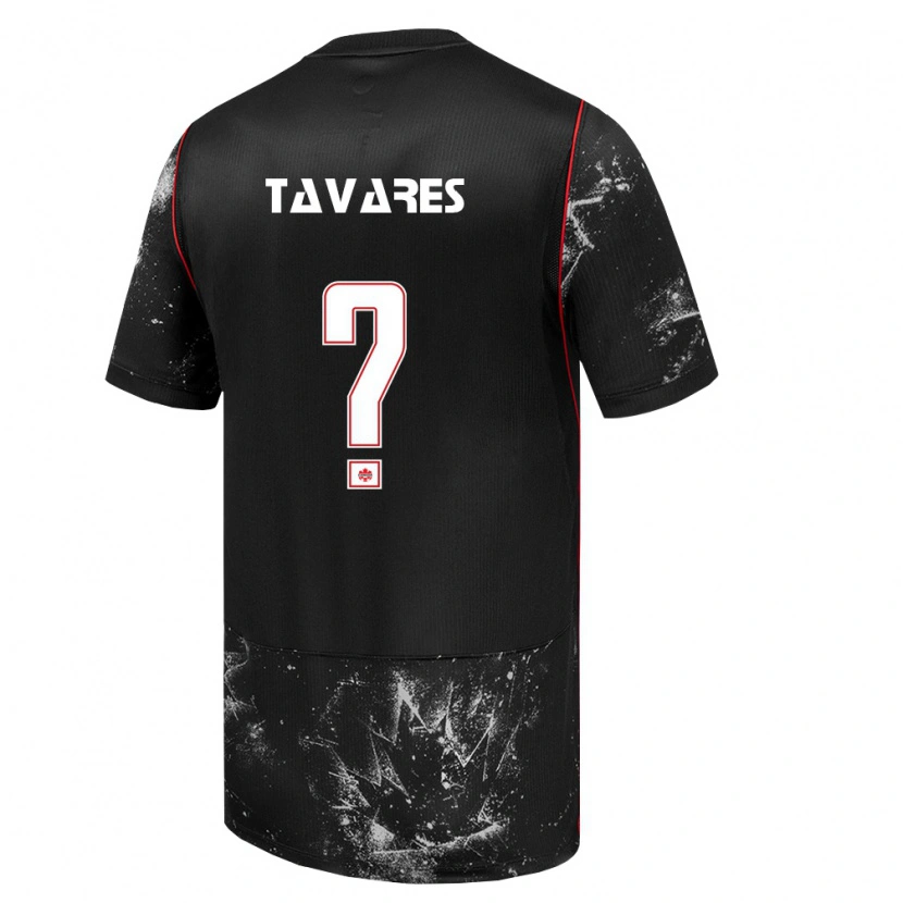 Danxen Hombre Camiseta Canadá Hugo Tavares #0 Negro Blanco Rojo 2ª Equipación 26-28 La Camisa México