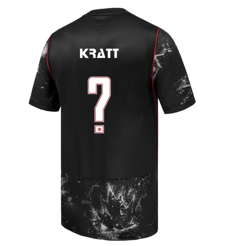 Danxen Hombre Camiseta Canadá Ronan Kratt #0 Negro Blanco Rojo 2ª Equipación 26-28 La Camisa México