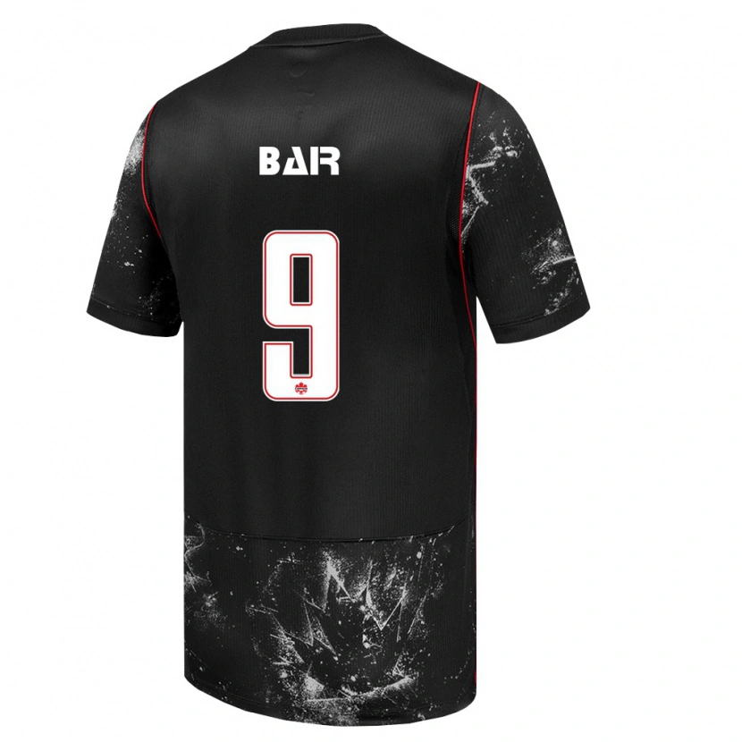 Danxen Hombre Camiseta Canadá Theo Bair #9 Negro Blanco Rojo 2ª Equipación 26-28 La Camisa México