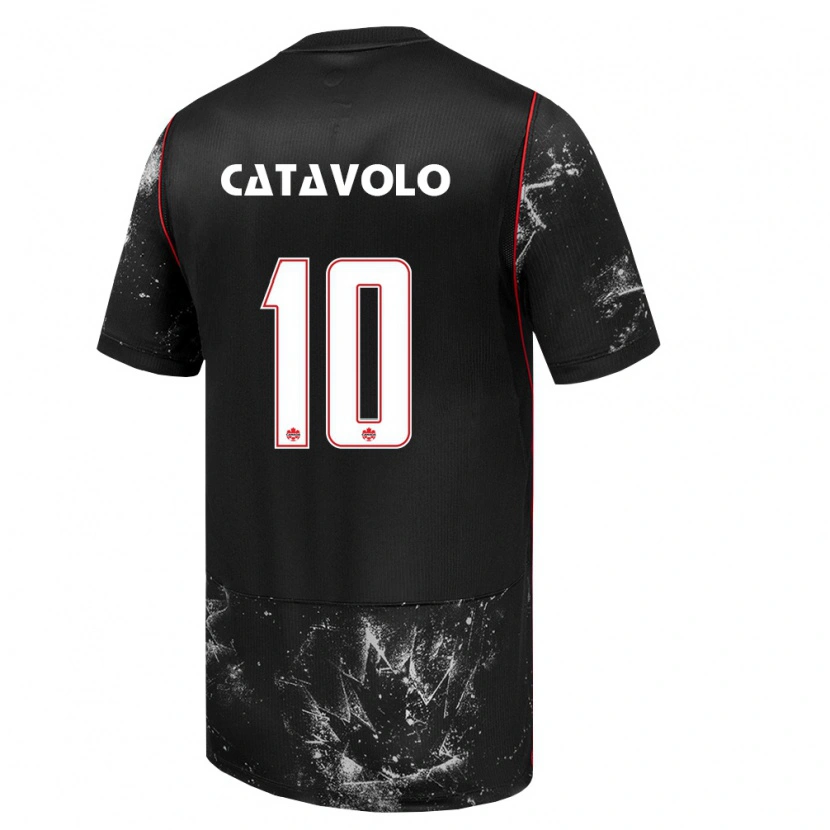 Danxen Hombre Camiseta Canadá Matthew Catavolo #10 Negro Blanco Rojo 2ª Equipación 26-28 La Camisa México