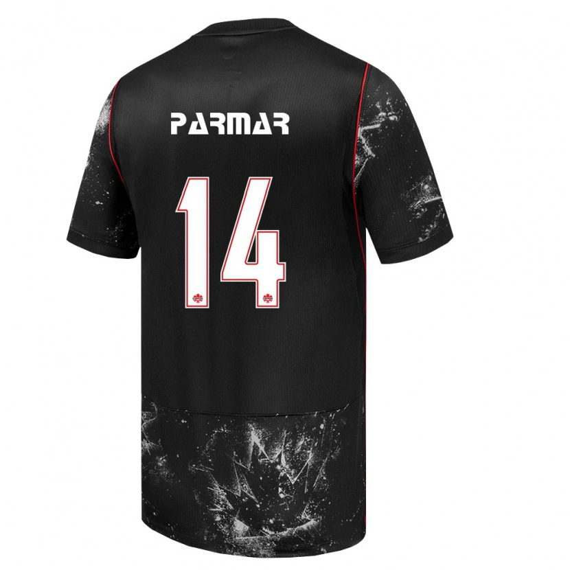 Danxen Hombre Camiseta Canadá Aryan Parmar #14 Negro Blanco Rojo 2ª Equipación 26-28 La Camisa México