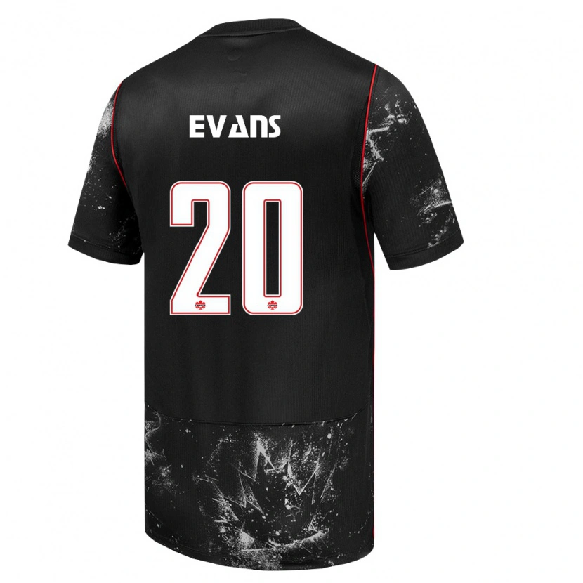 Danxen Hombre Camiseta Canadá Aidan Evans #20 Negro Blanco Rojo 2ª Equipación 26-28 La Camisa México