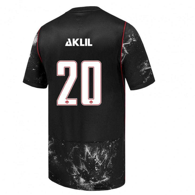 Danxen Hombre Camiseta Canadá Lino Aklil #20 Negro Blanco Rojo 2ª Equipación 26-28 La Camisa México