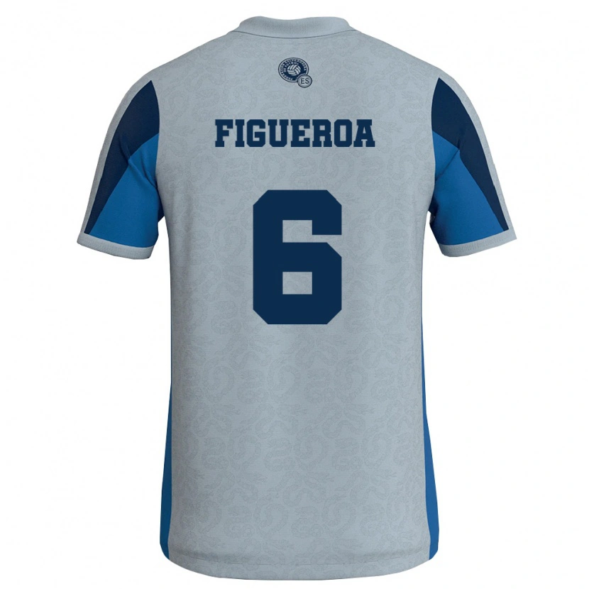 Danxen Hombre Camiseta El Salvador Elder Figueroa #6 Blanco Azul Cielo 2ª Equipación 26-28 La Camisa México