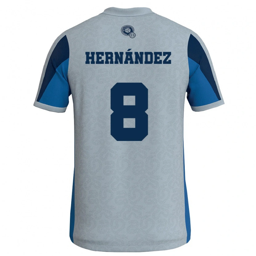 Danxen Hombre Camiseta El Salvador Esteban Hernández #8 Blanco Azul Cielo 2ª Equipación 26-28 La Camisa México