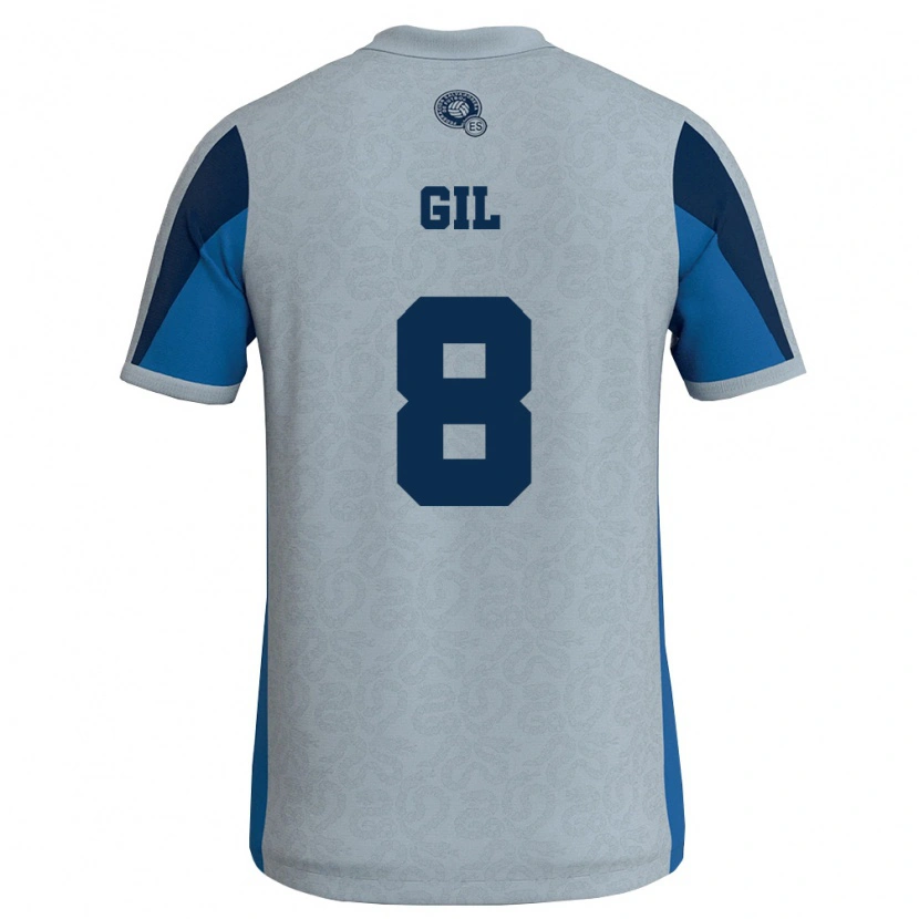 Danxen Hombre Camiseta El Salvador Mayer Gil #8 Blanco Azul Cielo 2ª Equipación 26-28 La Camisa México