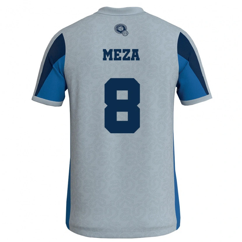 Danxen Hombre Camiseta El Salvador Victoria Meza #8 Blanco Azul Cielo 2ª Equipación 26-28 La Camisa México