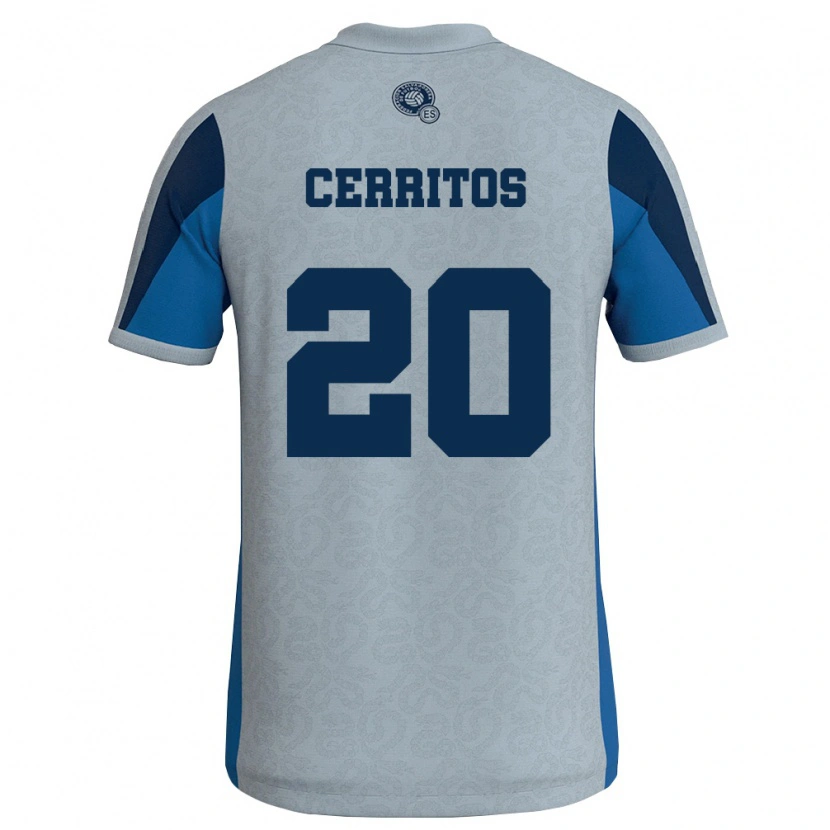 Danxen Hombre Camiseta El Salvador Mauricio Cerritos #20 Blanco Azul Cielo 2ª Equipación 26-28 La Camisa México