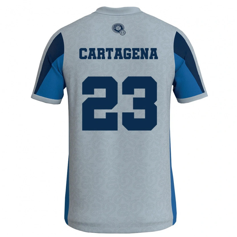 Danxen Hombre Camiseta El Salvador Melvin Cartagena #23 Blanco Azul Cielo 2ª Equipación 26-28 La Camisa México