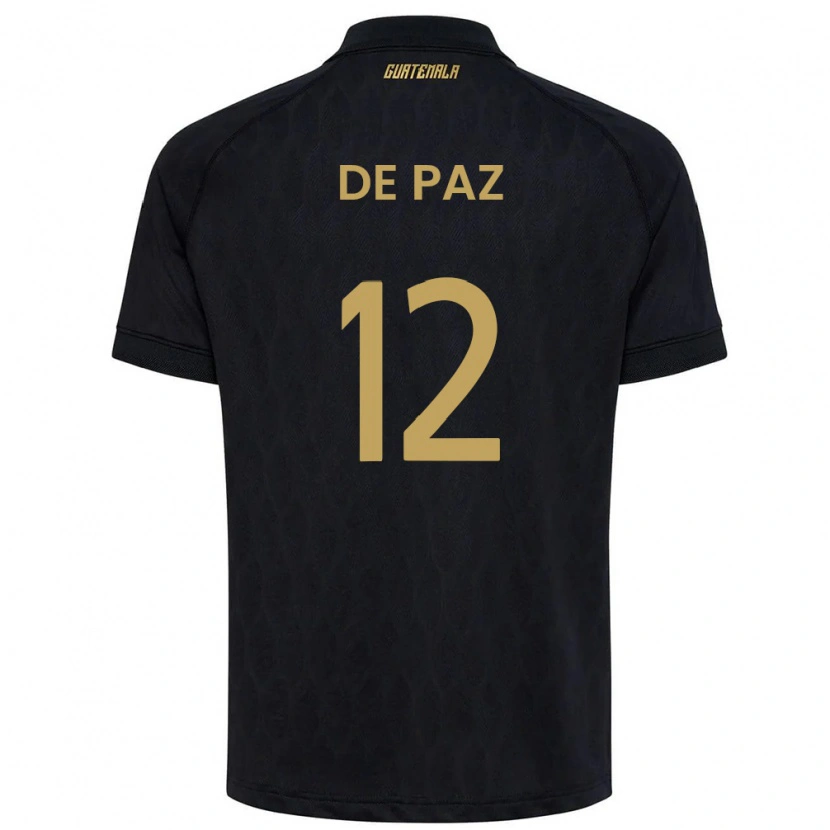 Danxen Hombre Camiseta Guatemala Mario De Paz #12 Negro Azul Cielo Blanco 2ª Equipación 26-28 La Camisa México