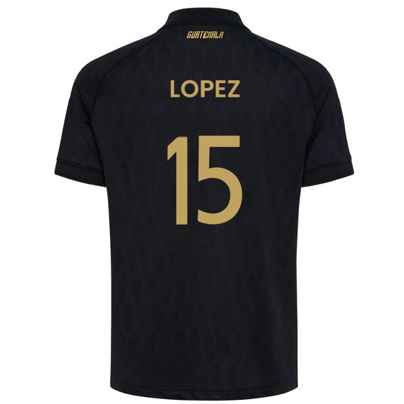 Danxen Hombre Camiseta Guatemala Antonio López #15 Negro Azul Cielo Blanco 2ª Equipación 26-28 La Camisa México