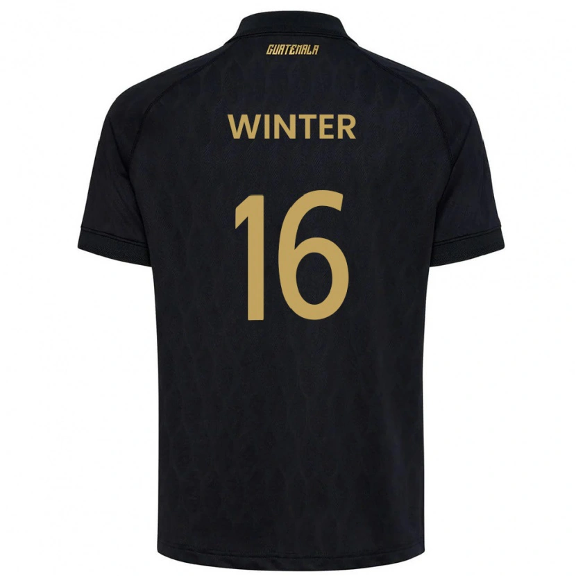 Danxen Hombre Camiseta Guatemala Mauricio Winter #16 Negro Azul Cielo Blanco 2ª Equipación 26-28 La Camisa México