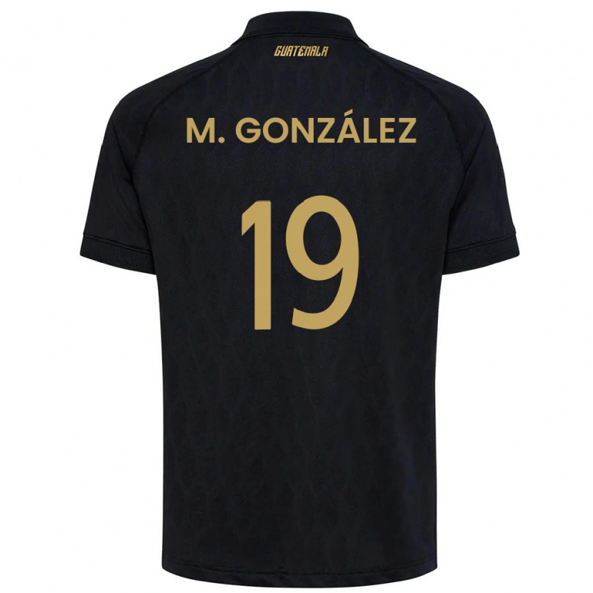 Danxen Hombre Camiseta Guatemala Mayron González #19 Negro Azul Cielo Blanco 2ª Equipación 26-28 La Camisa México