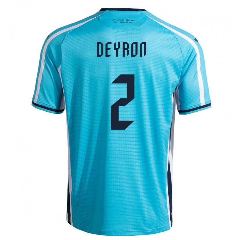 Danxen Hombre Camiseta Honduras Deyron Martínez #2 Azul Cielo Marino 2ª Equipación 26-28 La Camisa México