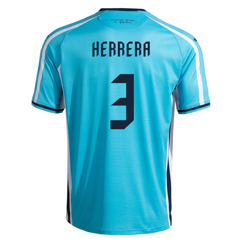 Danxen Hombre Camiseta Honduras David Herrera #3 Azul Cielo Marino 2ª Equipación 26-28 La Camisa México