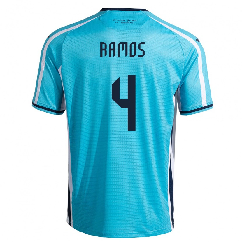 Danxen Hombre Camiseta Honduras Jeffrey Ramos #4 Azul Cielo Marino 2ª Equipación 26-28 La Camisa México