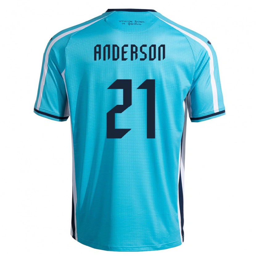 Danxen Hombre Camiseta Honduras Robben Anderson #21 Azul Cielo Marino 2ª Equipación 26-28 La Camisa México