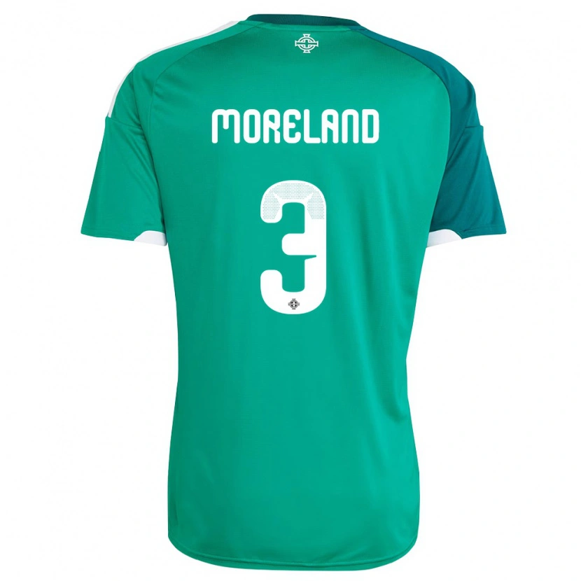 Danxen Mujer Camiseta Irlanda Del Norte Calum Moreland #3 Verde Blanco 1ª Equipación 26-28 La Camisa México