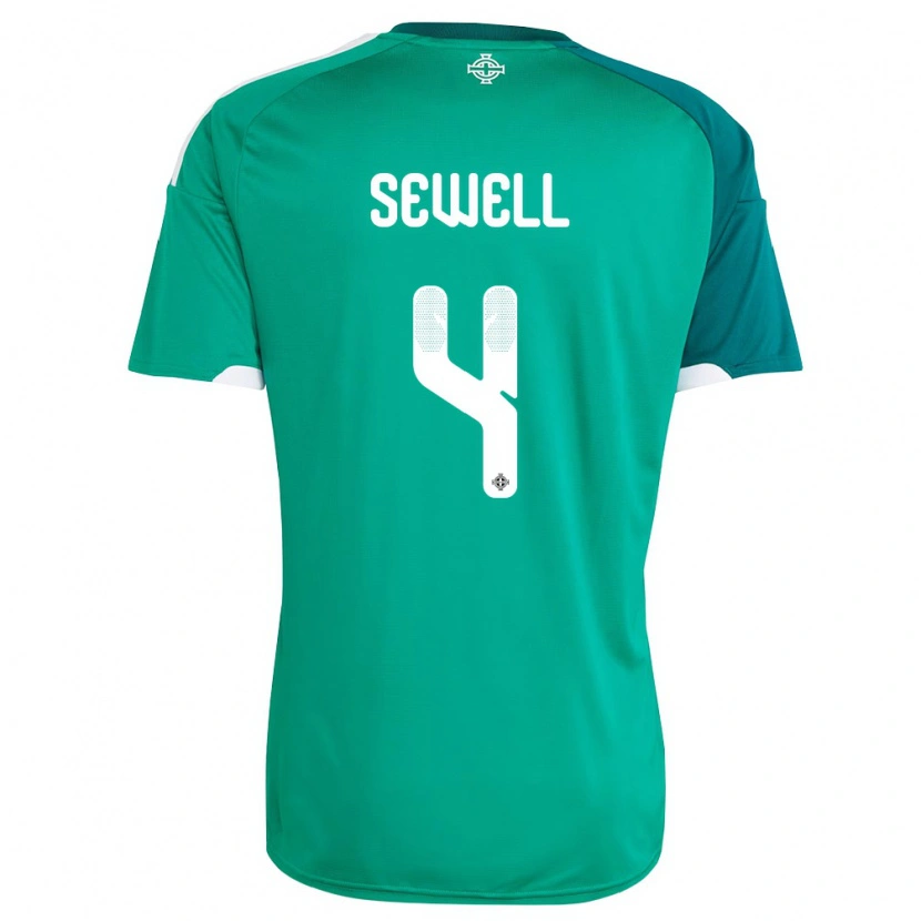 Danxen Mujer Camiseta Irlanda Del Norte Broghan Sewell #4 Verde Blanco 1ª Equipación 26-28 La Camisa México