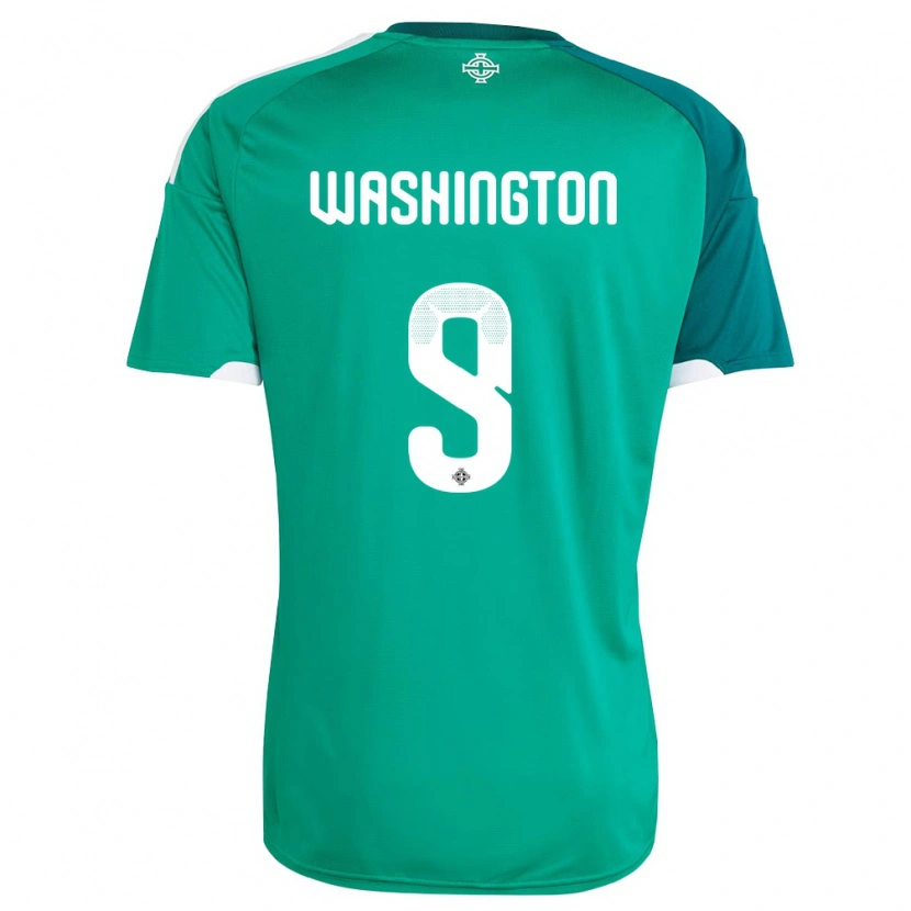 Danxen Mujer Camiseta Irlanda Del Norte Conor Washington #9 Verde Blanco 1ª Equipación 26-28 La Camisa México