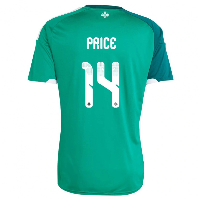 Danxen Mujer Camiseta Irlanda Del Norte Isaac Price #14 Verde Blanco 1ª Equipación 26-28 La Camisa México