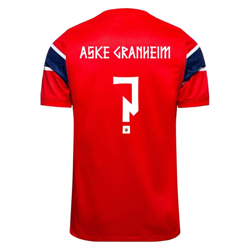 Danxen Mujer Camiseta Noruega Sander Aske Granheim #0 Rojo Marino Blanco 1ª Equipación 26-28 La Camisa México