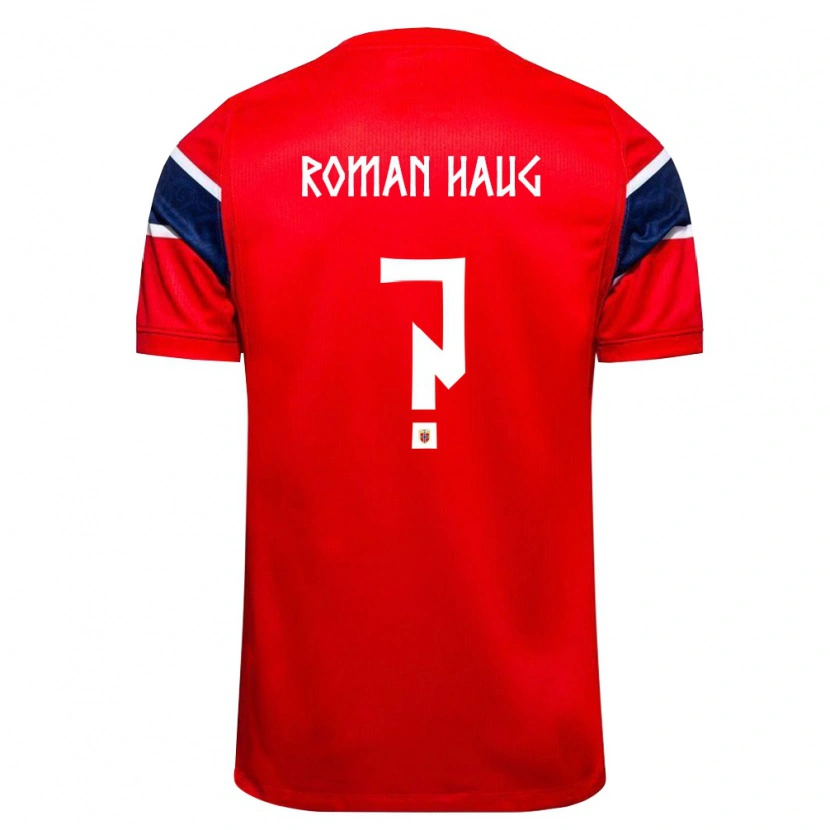 Danxen Mujer Camiseta Noruega Sophie Román Haug #0 Rojo Marino Blanco 1ª Equipación 26-28 La Camisa México