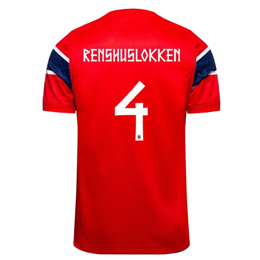 Danxen Mujer Camiseta Noruega Jesper Renshusløkken #4 Rojo Marino Blanco 1ª Equipación 26-28 La Camisa México