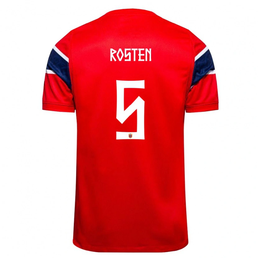Danxen Mujer Camiseta Noruega Håkon Røsten #5 Rojo Marino Blanco 1ª Equipación 26-28 La Camisa México