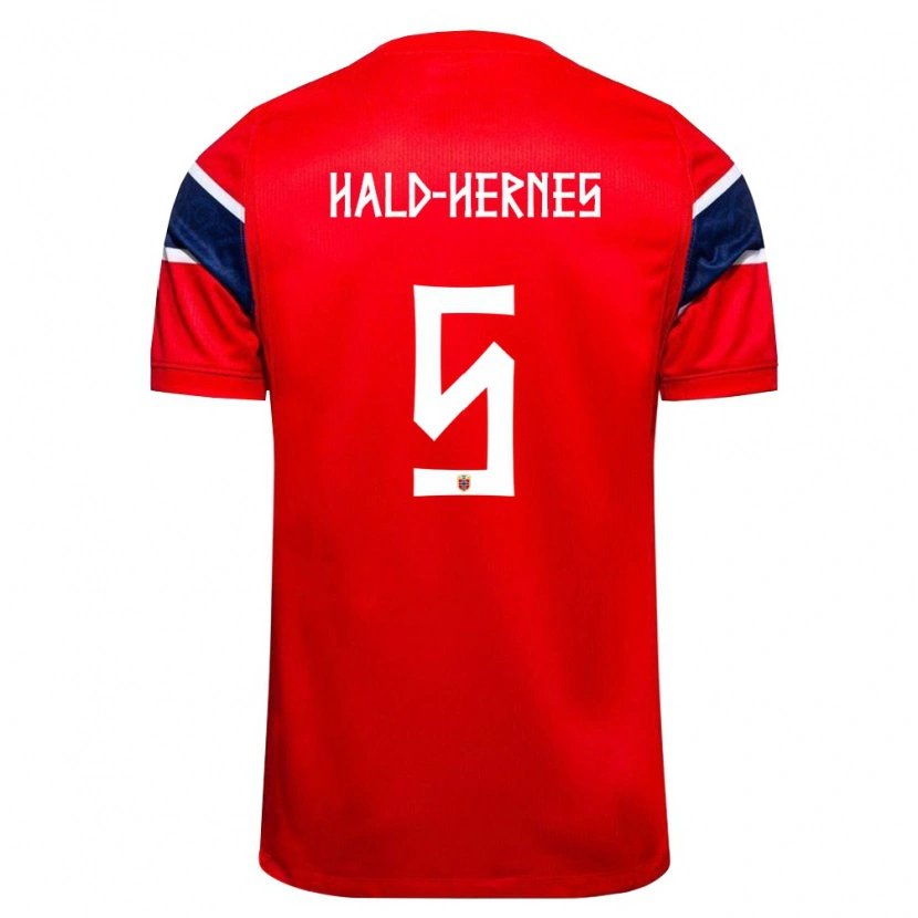 Danxen Mujer Camiseta Noruega Ulrik Hald-Hernes #5 Rojo Marino Blanco 1ª Equipación 26-28 La Camisa México