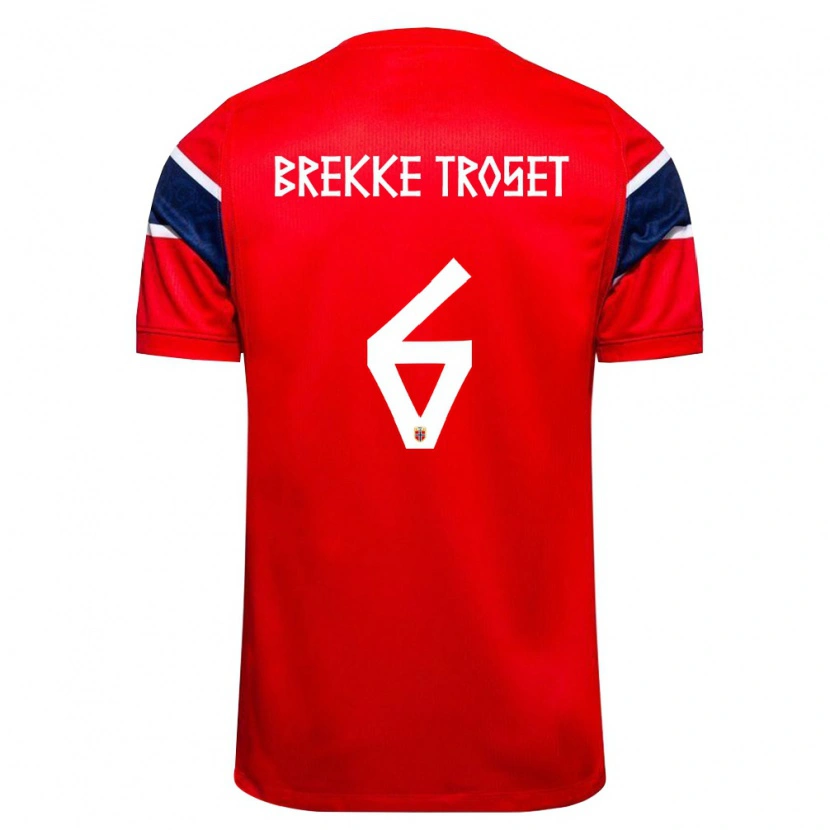 Danxen Mujer Camiseta Noruega Henry Brekke Troset #6 Rojo Marino Blanco 1ª Equipación 26-28 La Camisa México