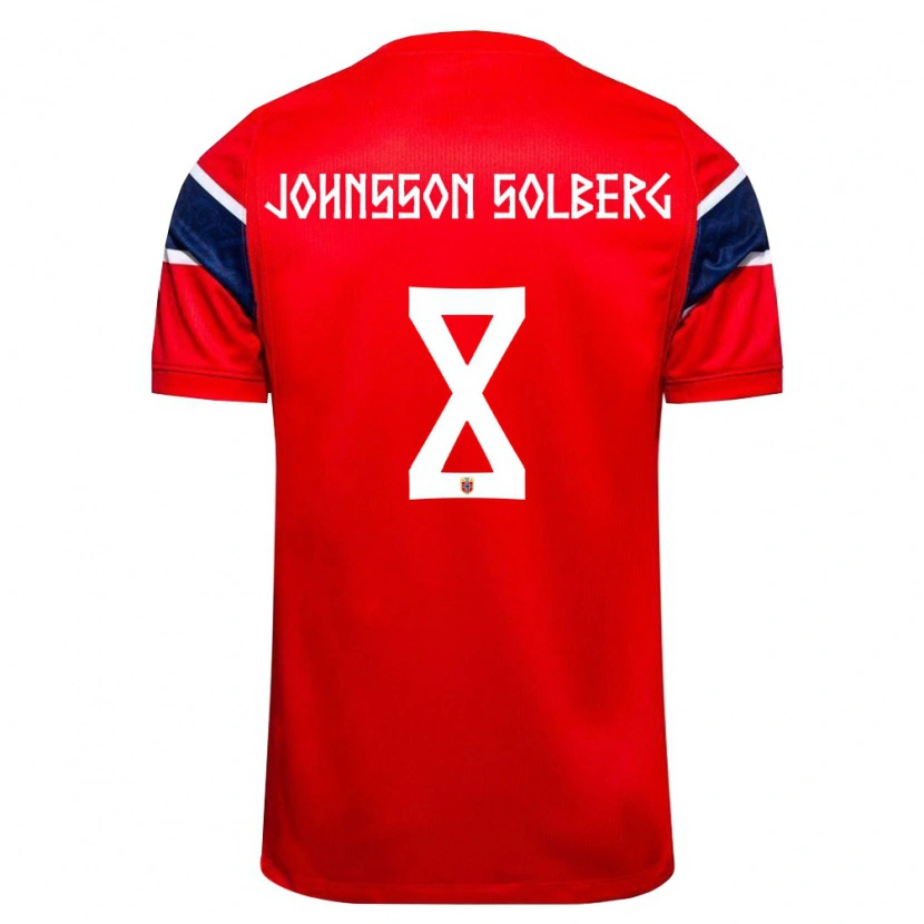 Danxen Mujer Camiseta Noruega Elias Johnsson Solberg #8 Rojo Marino Blanco 1ª Equipación 26-28 La Camisa México