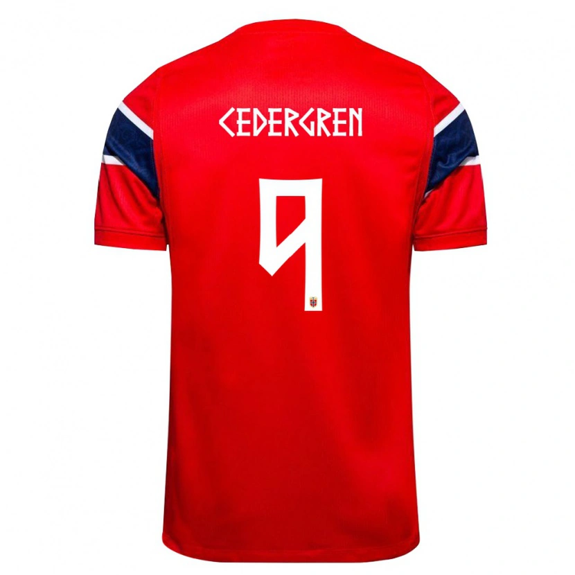 Danxen Mujer Camiseta Noruega Abel Cedergren #9 Rojo Marino Blanco 1ª Equipación 26-28 La Camisa México