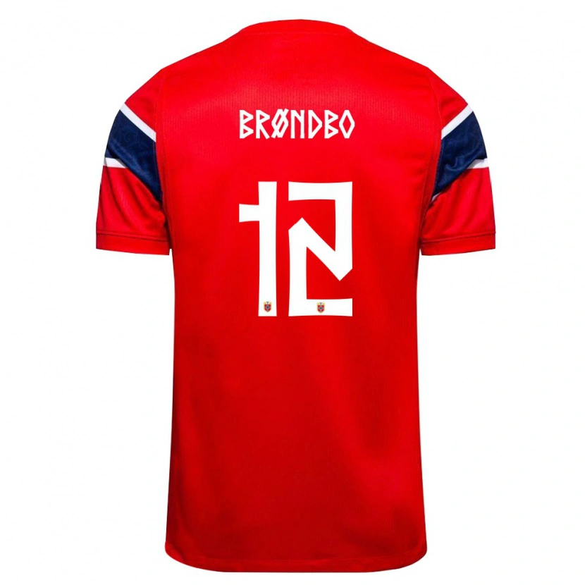 Danxen Mujer Camiseta Noruega Magnus Brøndbo #12 Rojo Marino Blanco 1ª Equipación 26-28 La Camisa México