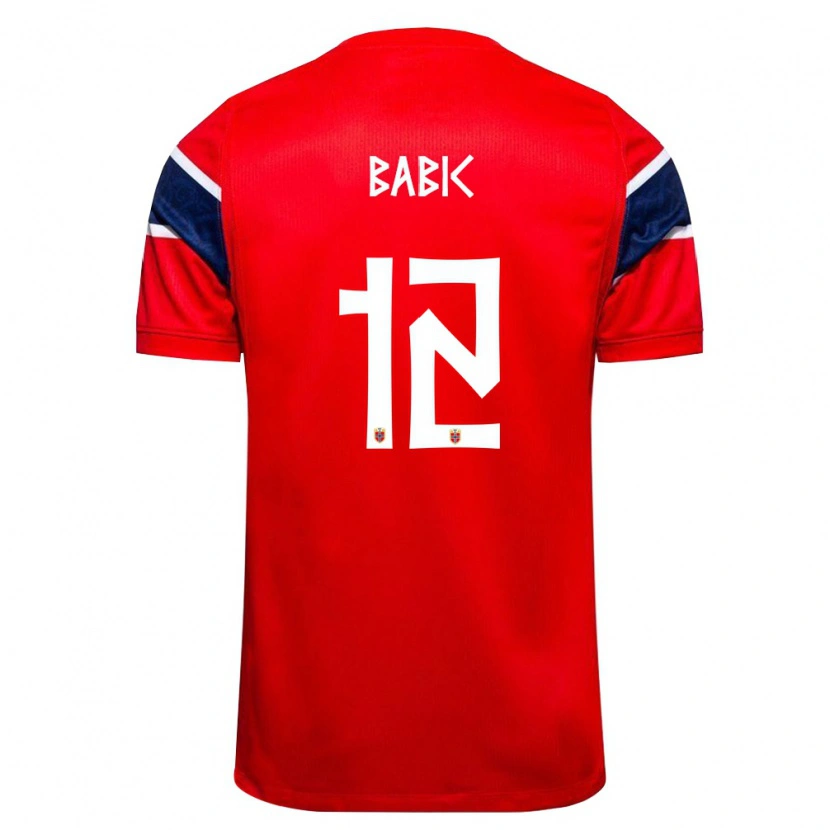 Danxen Mujer Camiseta Noruega Lazar Babic #12 Rojo Marino Blanco 1ª Equipación 26-28 La Camisa México