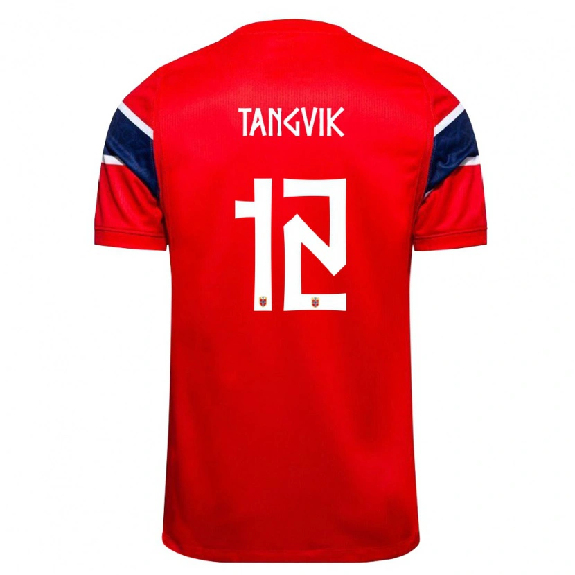 Danxen Mujer Camiseta Noruega Sander Tangvik #12 Rojo Marino Blanco 1ª Equipación 26-28 La Camisa México
