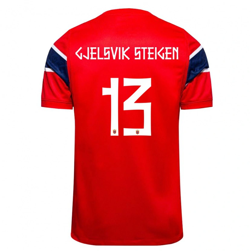 Danxen Mujer Camiseta Noruega Rasmus Gjelsvik Steigen #13 Rojo Marino Blanco 1ª Equipación 26-28 La Camisa México